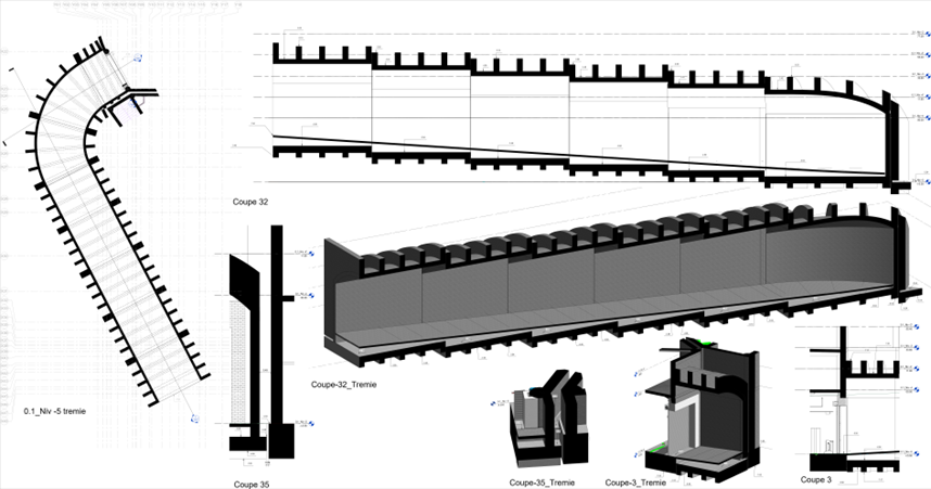 Curved ramp 3D construction detail model